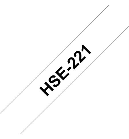 HSE-221 Brother Heat Shrink Tube Tape Cassette - Black on White, 8.8mm x 1.5m